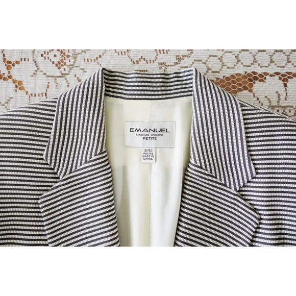 Emanuel Ungaro White Grey Striped Blazer sz 6 - Picture 3 of 3
